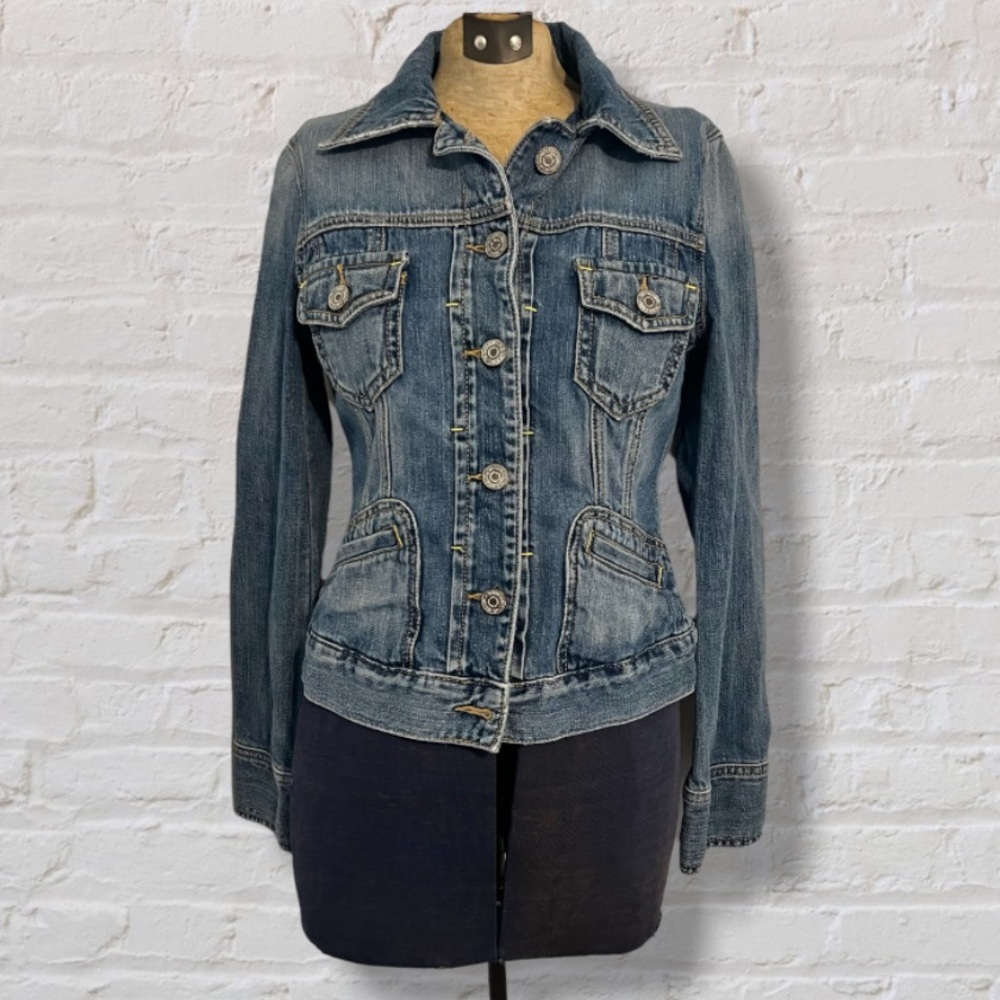 Banana Republic Medium Wash Collared Button Up Classic Cotton Denim Jacket Coat
